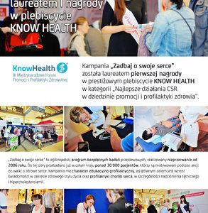 Kampania „Zadbaj o swoje serce” zdobywcą I nagrody w plebiscycie „Know Health”
